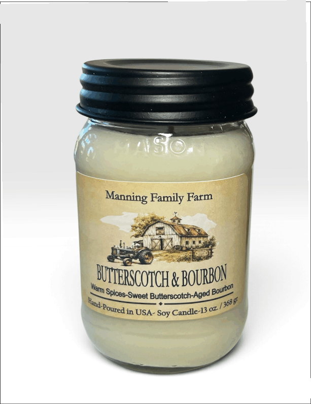 Butterscotch & Bourbon Mason Jar Soy Candle