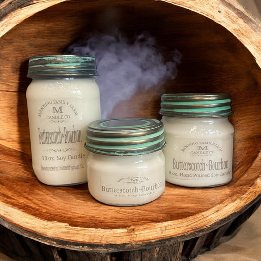 Mason Jar Butterscotch Bourbon Soy Candle