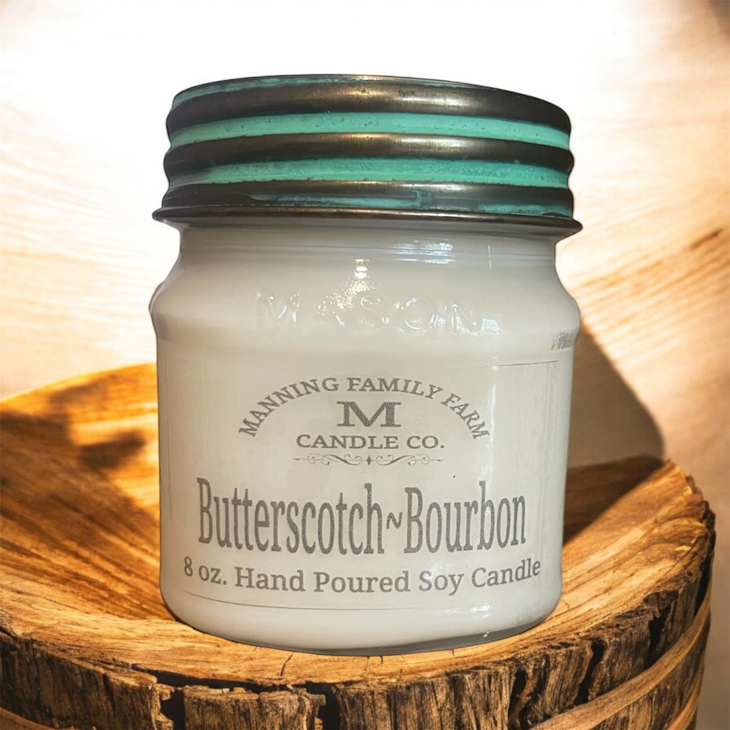 Mason Jar Butterscotch Bourbon Soy Candle