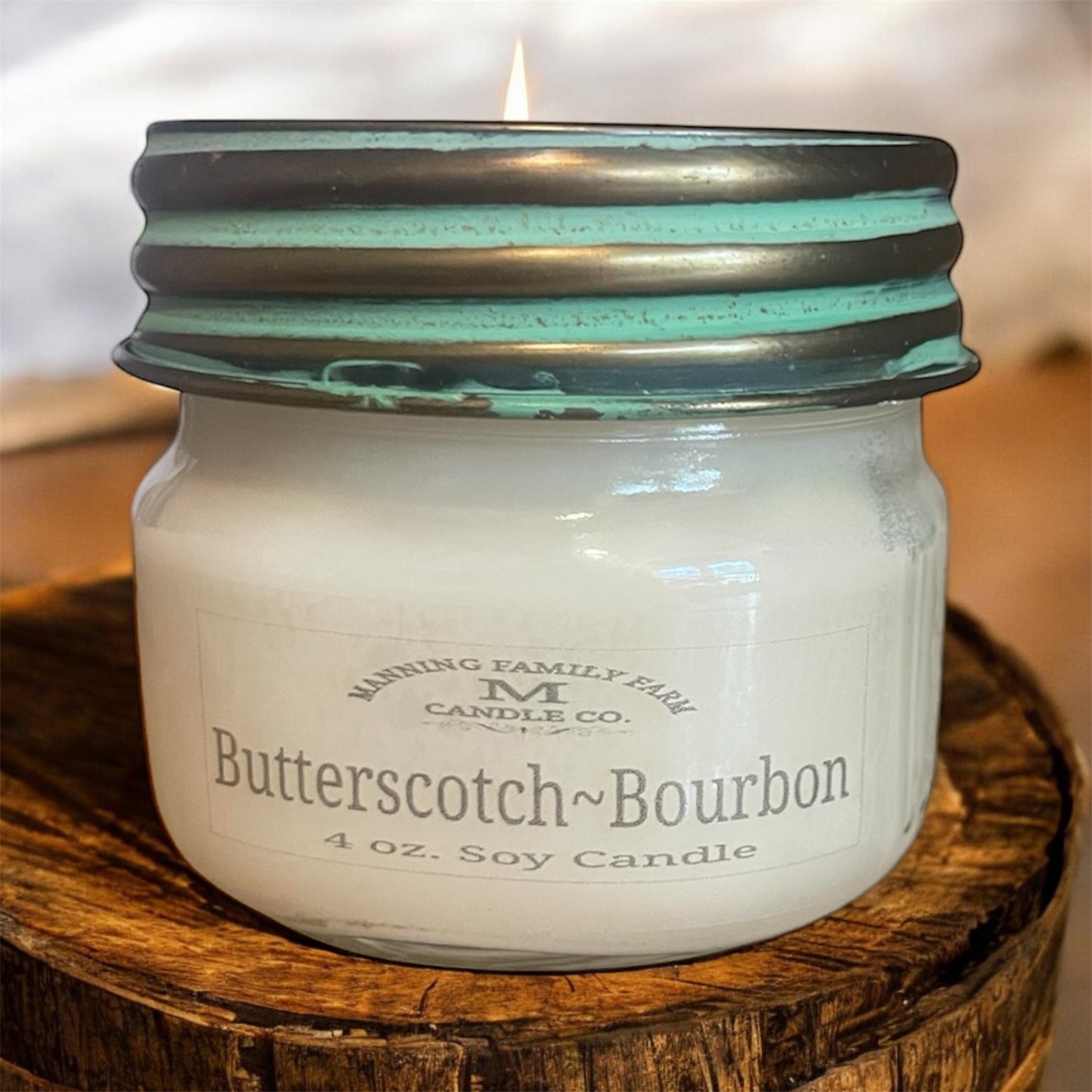 Mason Jar Butterscotch Bourbon Soy Candle