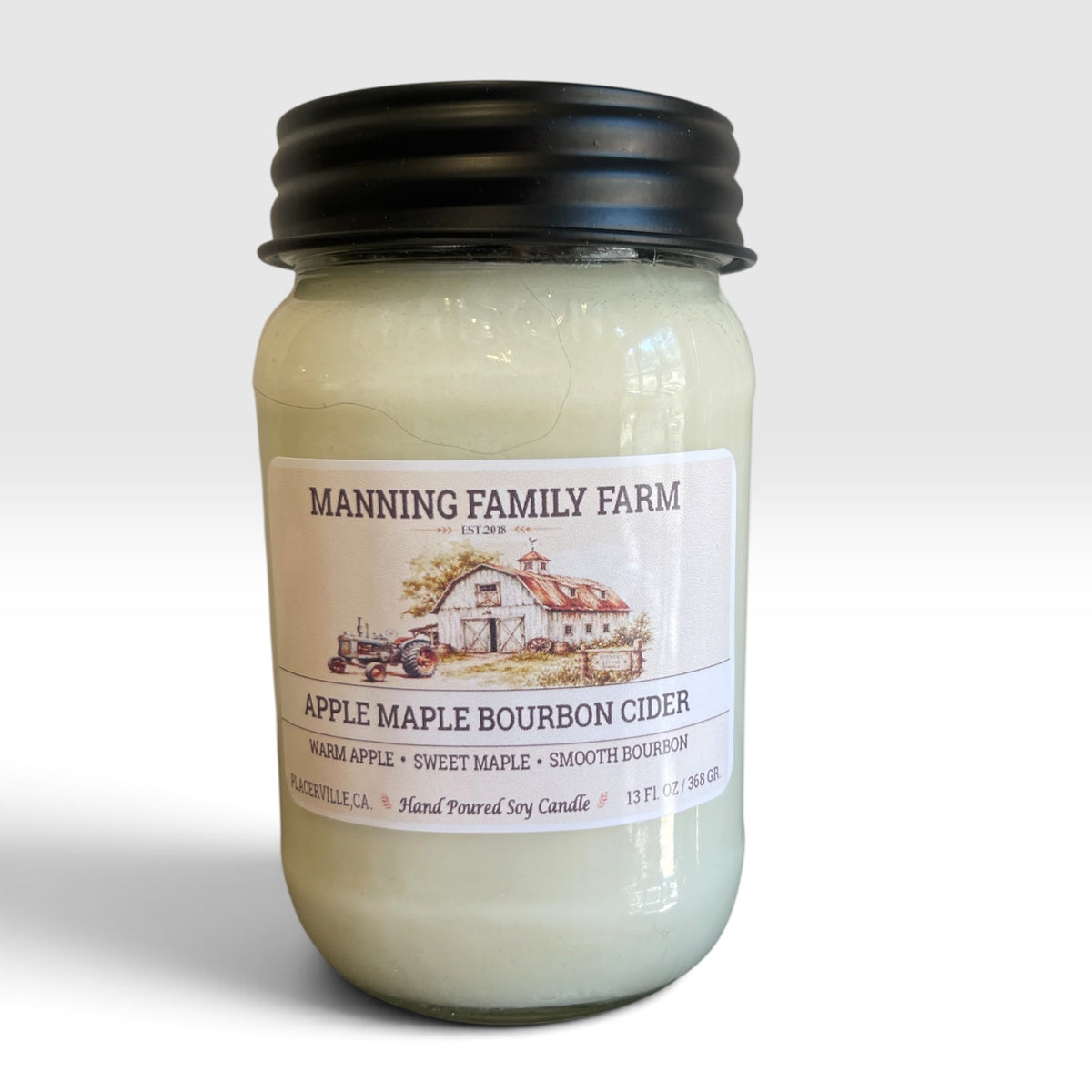 Apple Maple Bourbon Cider Soy Wax Mason Jar Candle