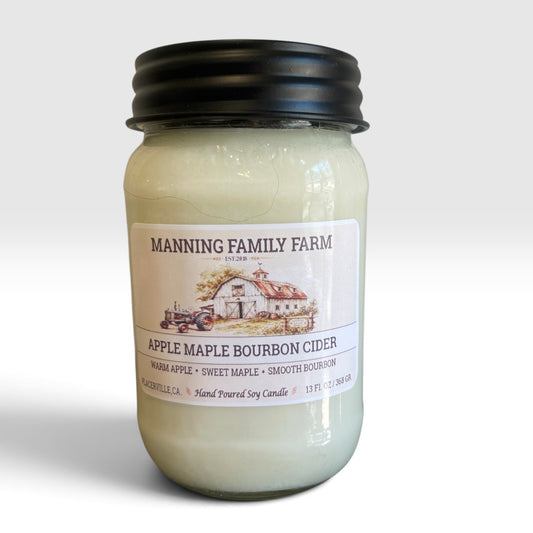 Apple Maple Bourbon Cider Soy Wax Mason Jar Candle
