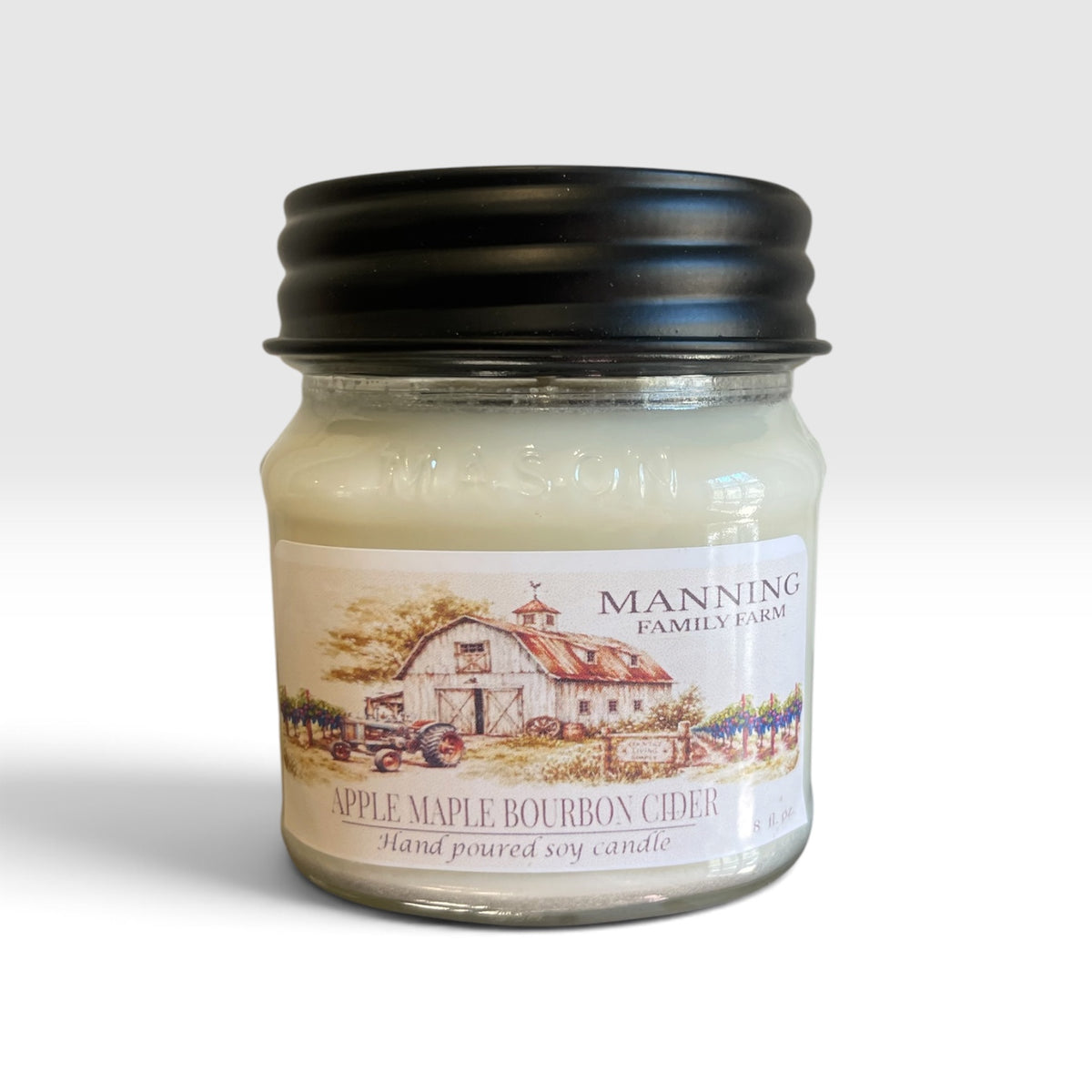 Apple Maple Bourbon Cider Soy Wax Mason Jar Candle