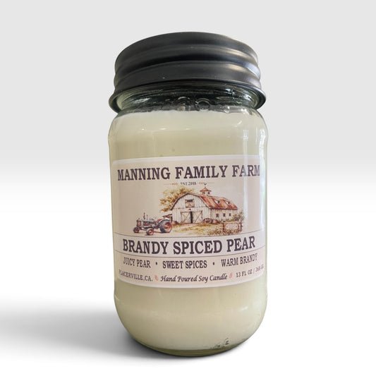 Brandy Spiced Pear Mason Jar Soy Candle
