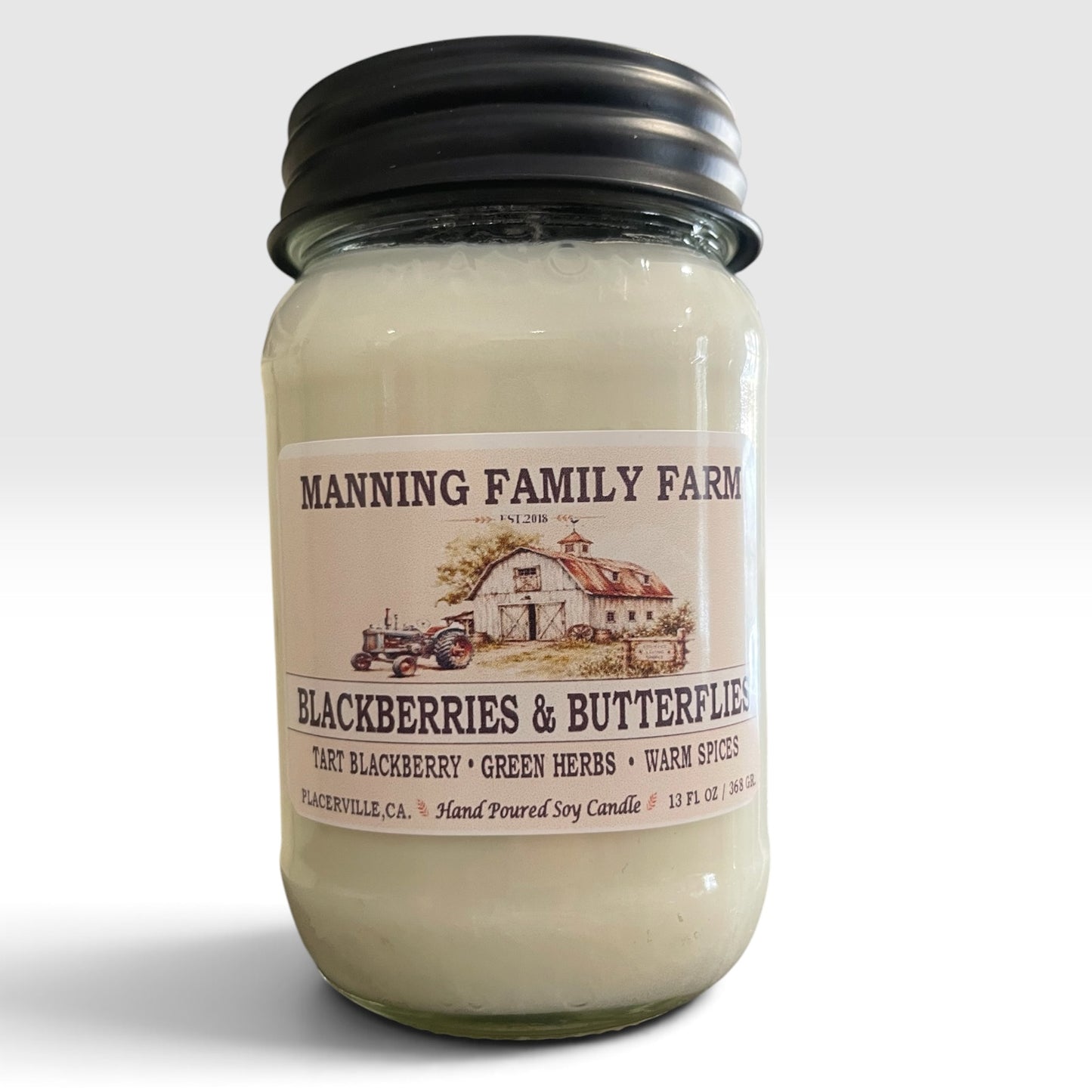 Blackberries & Butterflies Soy Wax Mason Jar Candle