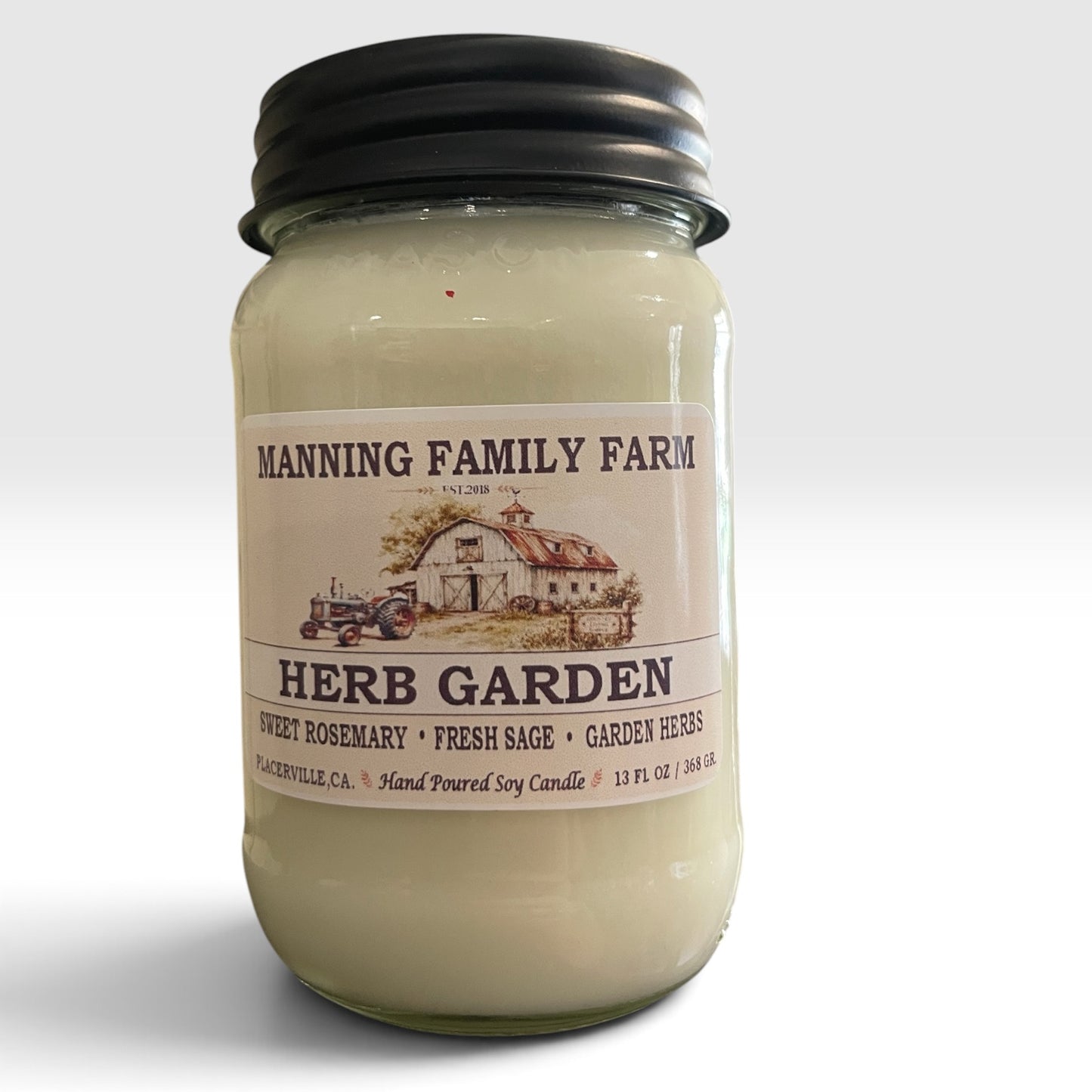 Herb Garden Soy Wax Mason Jar Candle